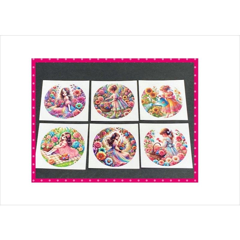 画像13: 〇型＊光沢シール＊お花畑の女の子＊24枚＊トレペ封筒入り♪オリジナル