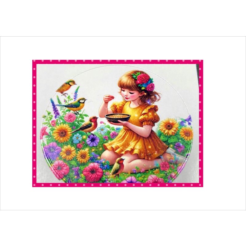 画像5: 〇型＊光沢シール＊お花畑の女の子＊24枚＊トレペ封筒入り♪オリジナル