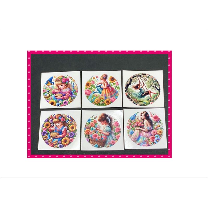 画像14: 〇型＊光沢シール＊お花畑の女の子＊24枚＊トレペ封筒入り♪オリジナル