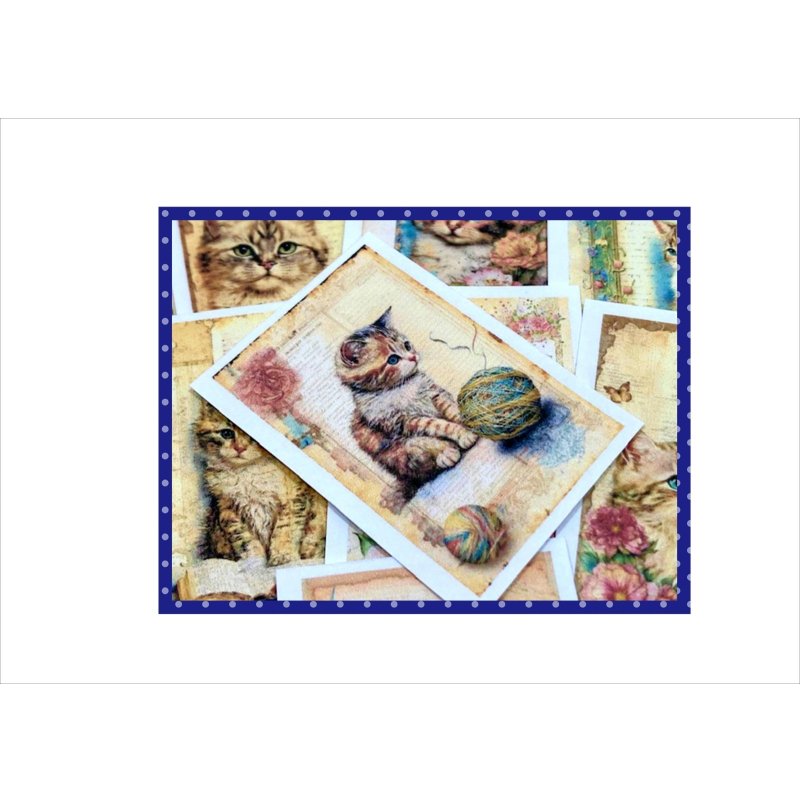 画像11: 2種のカットシール＊おめかしネコと風船ネコ＊柄違い32枚＊オリジナル