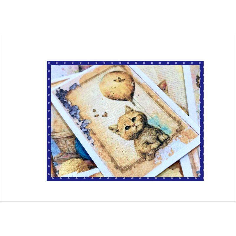 画像12: 2種のカットシール＊おめかしネコと風船ネコ＊柄違い32枚＊オリジナル