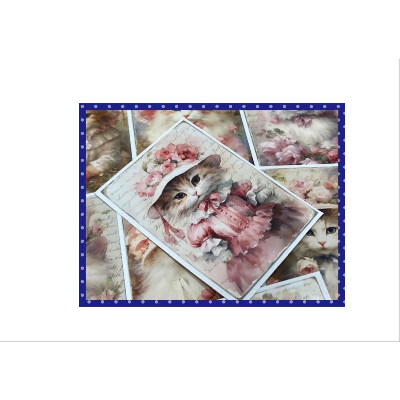 画像4: 2種のカットシール＊おめかしネコと風船ネコ＊柄違い32枚＊オリジナル