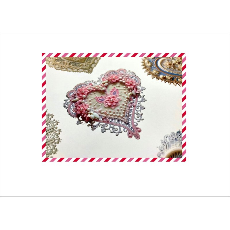 画像9: ハート型ドイリー*刺繍*コラージュペーパー*3種×2枚*オリジナル