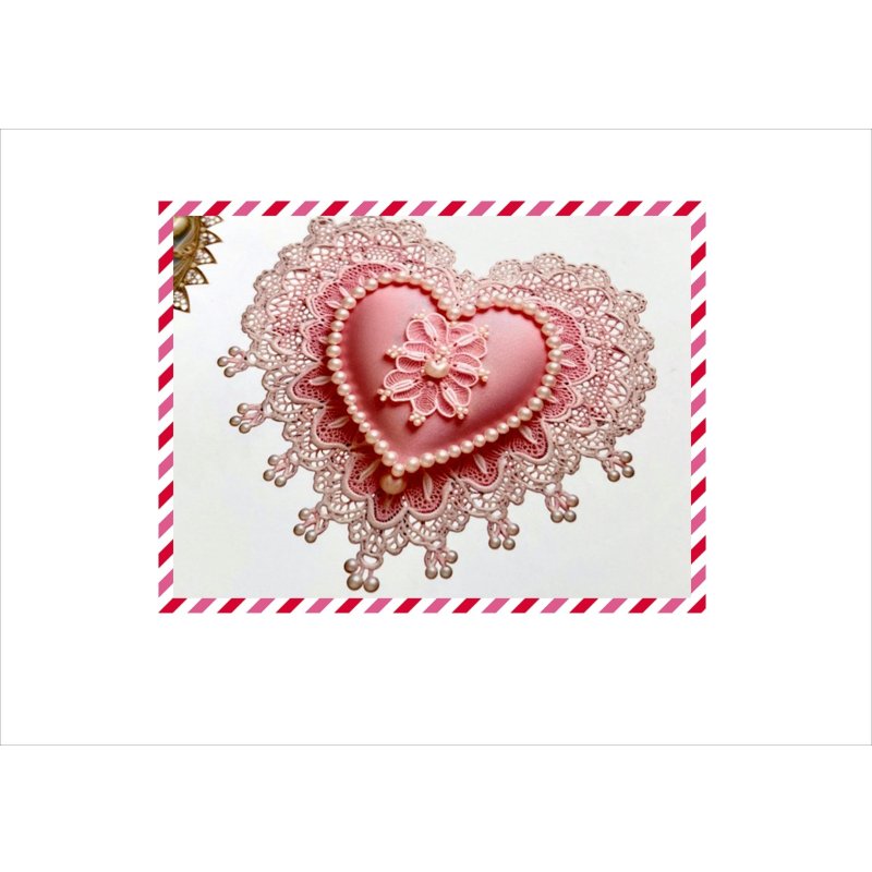 画像4: ハート型ドイリー*刺繍*コラージュペーパー*3種×2枚*オリジナル