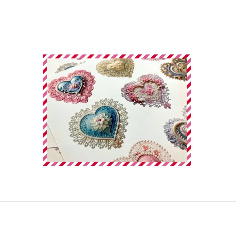 画像11: ハート型ドイリー*刺繍*コラージュペーパー*3種×2枚*オリジナル