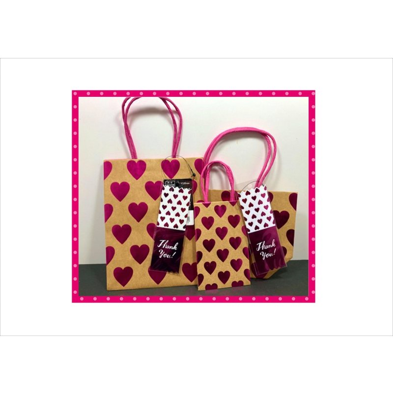 画像4: 45％引き♪　キラキラハートのギフトバッグ＊3点セット＋ハート型シール3枚♪