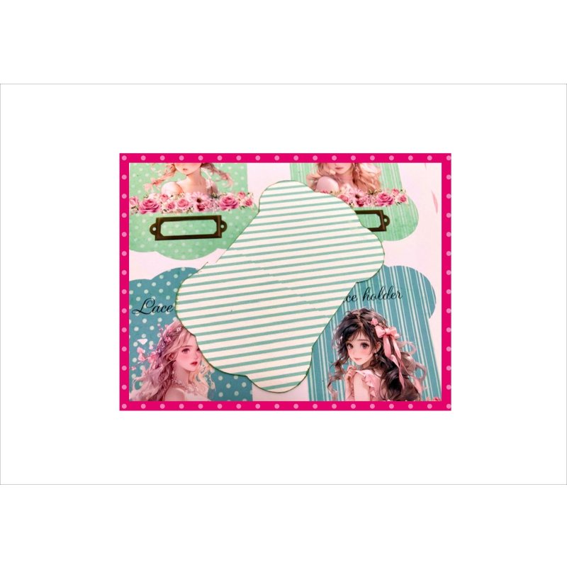 画像8: レースホルダー＊糸巻＊女の子＊柄違い24枚分＊両面印刷＊素材セット＊オリジナル