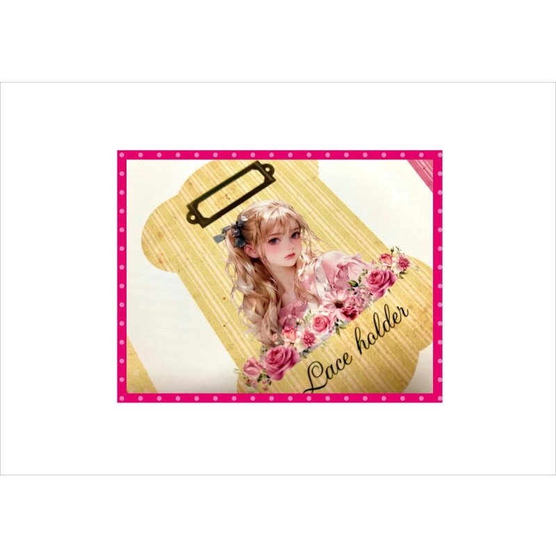 画像7: レースホルダー＊糸巻＊女の子＊柄違い24枚分＊両面印刷＊素材セット＊オリジナル