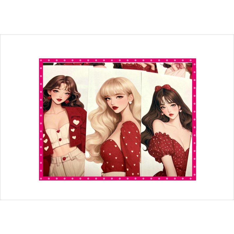 画像19: ハートだらけのレディ&イケメン*カットシール*柄違い*40枚*オリジナル