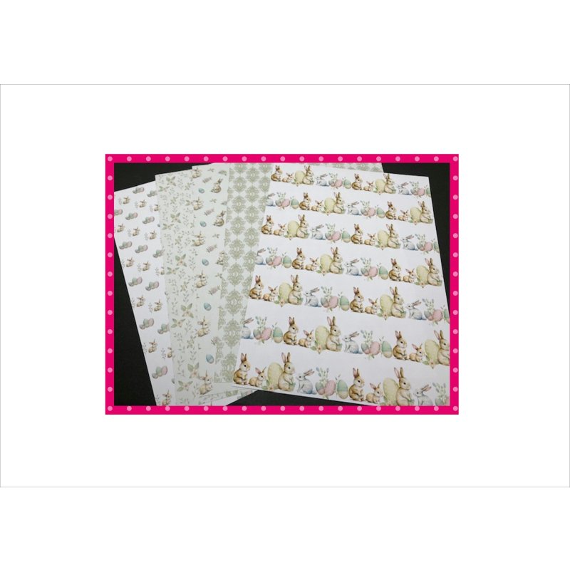 画像13: イースターうさぎ＊コラージュペーパー＊柄違い5枚＊オリジナル
