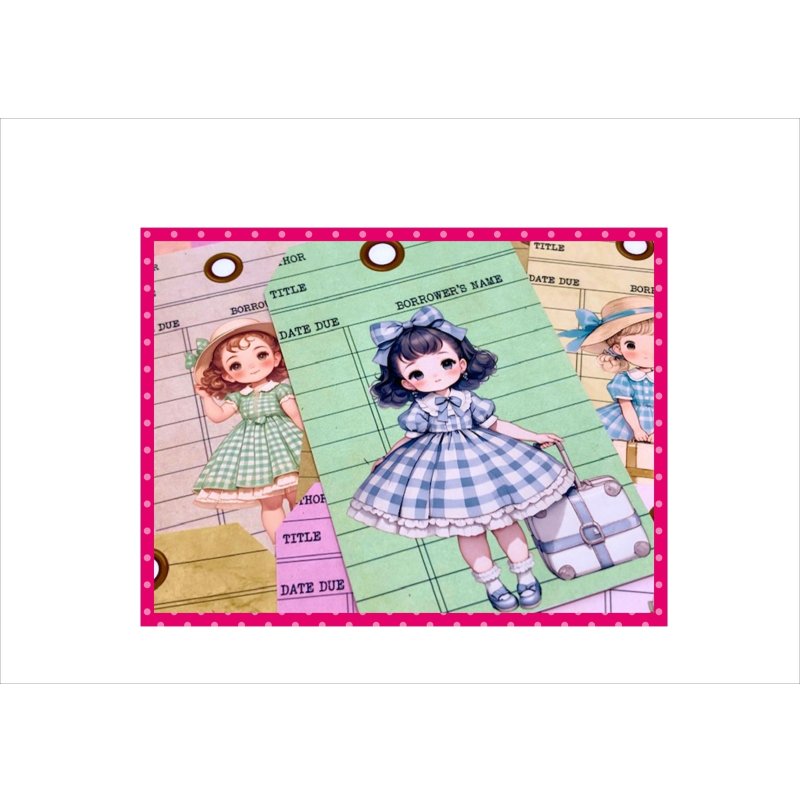 画像8: タグセット＊旅行の思い出・女の子＊トレペ封筒入り＊大小20枚＊オリジナル