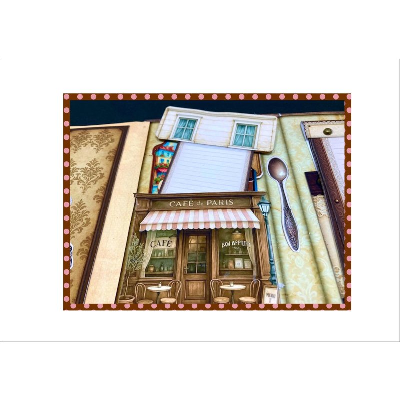 画像12: パリのコーヒーショップ＊ジャンクジャーナル＊ブラッズ＆マジックテープ付き＊作り方あり♪＊ オリジナル