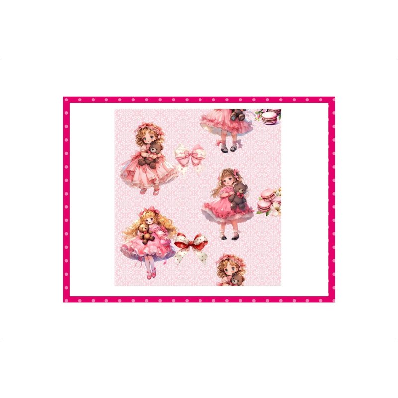 画像5: クマさんと女の子＊２色＊コラージュペーパー＊4枚＊オリジナル