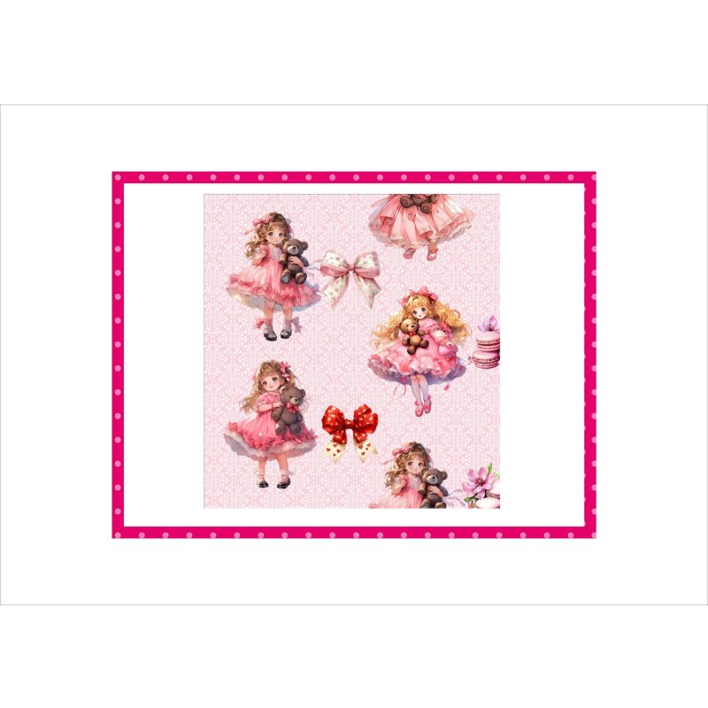 画像4: クマさんと女の子＊２色＊コラージュペーパー＊4枚＊オリジナル