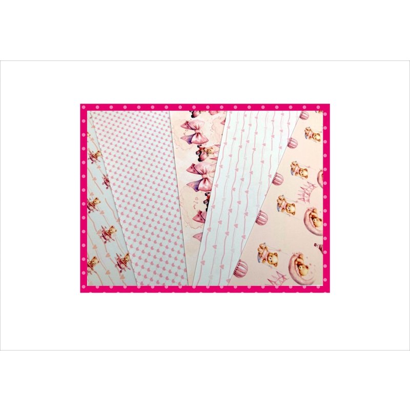 画像12: ベビーくまさん　ピンク＊コラージュペーパー＊柄違い5枚＊オリジナル