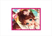 大きなカットシール＊虹色の傘＊女の子＊柄違い8枚＊オリジナル