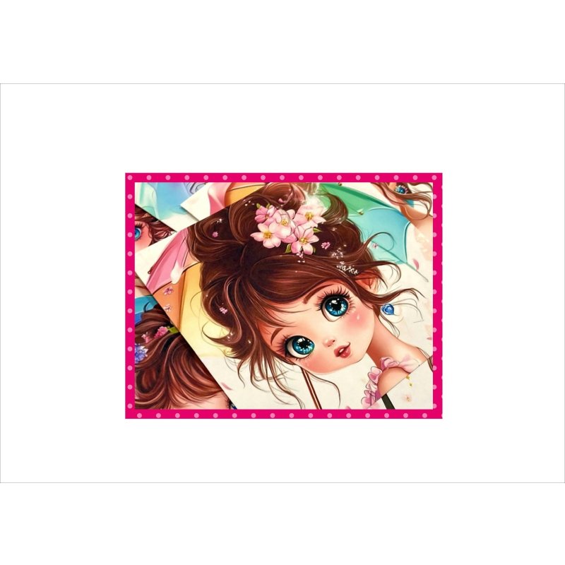 画像1: 大きなカットシール＊虹色の傘＊女の子＊柄違い8枚＊オリジナル