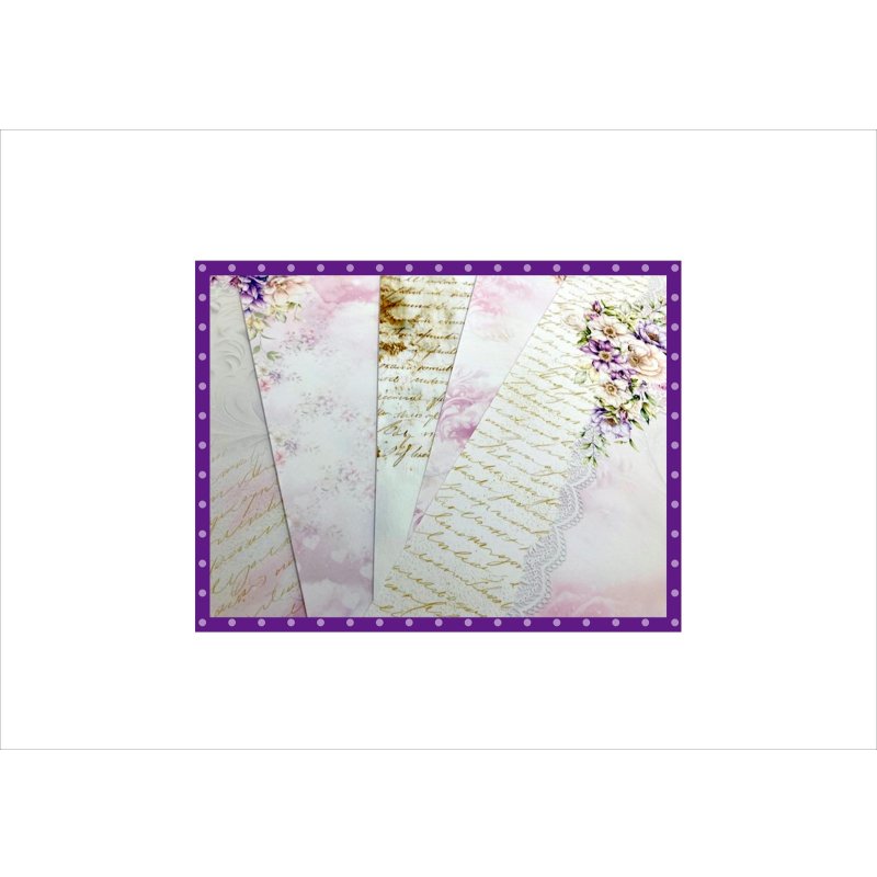画像1: ウェディングパープル＊コラージュペーパー＊柄違い5枚＊オリジナル