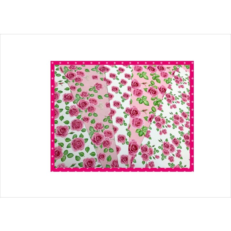 画像1: ピンクローズ＊コラージュペーパー＊柄違い5枚＊オリジナル