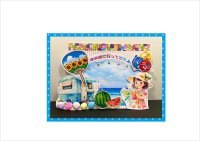 カードを作ろう♪夏のペーパーセット＊素材セット＊スポンジ付き両面テープ付き＊ オリジナル