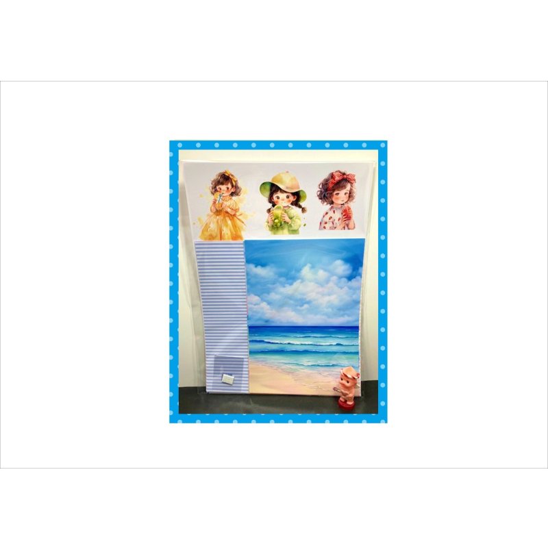 画像2: カードを作ろう♪夏のペーパーセット＊素材セット＊スポンジ付き両面テープ付き＊ オリジナル