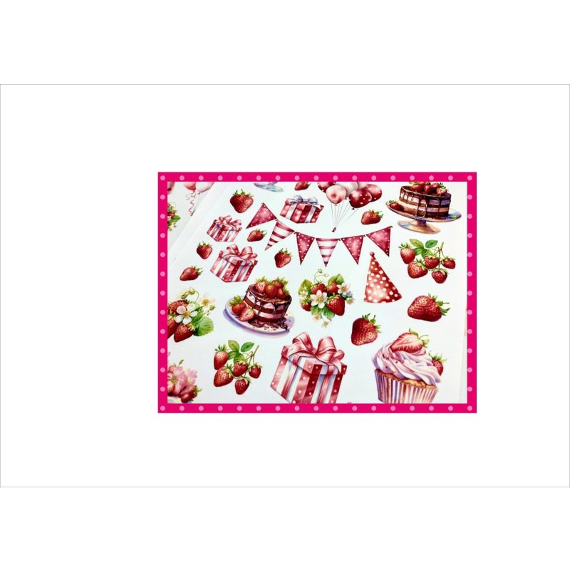 画像7: カードを作ろう♪苺のペーパーセット*素材セット*スポンジ付き両面テープ付き* オリジナル