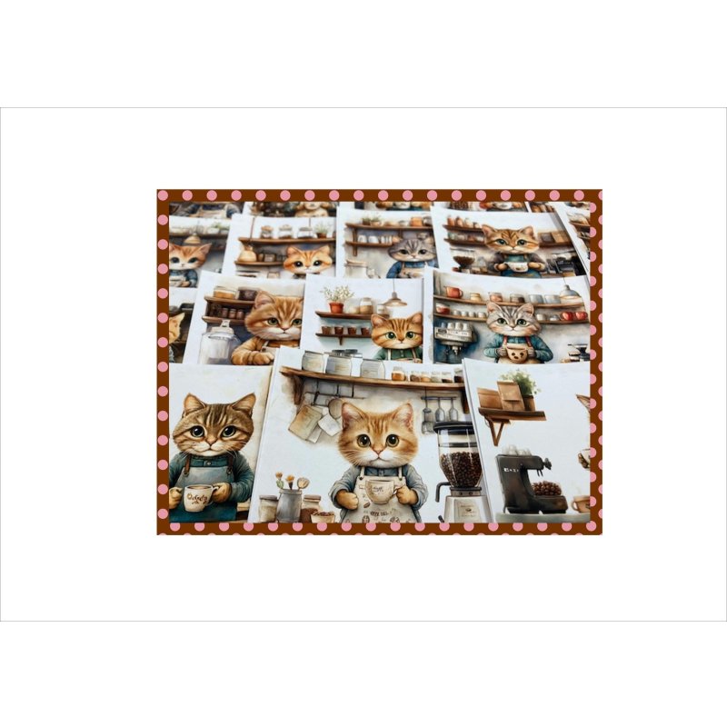 画像10: ネコのコーヒーショップ＊メモ帳＊両面印刷＊36枚＊オリジナル