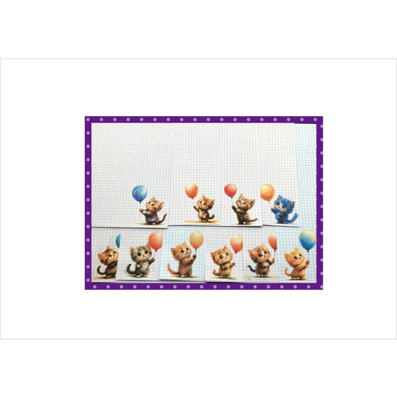 画像6: レポート用紙＊風船とネコ＊方眼＆罫線＊60枚＊オリジナル