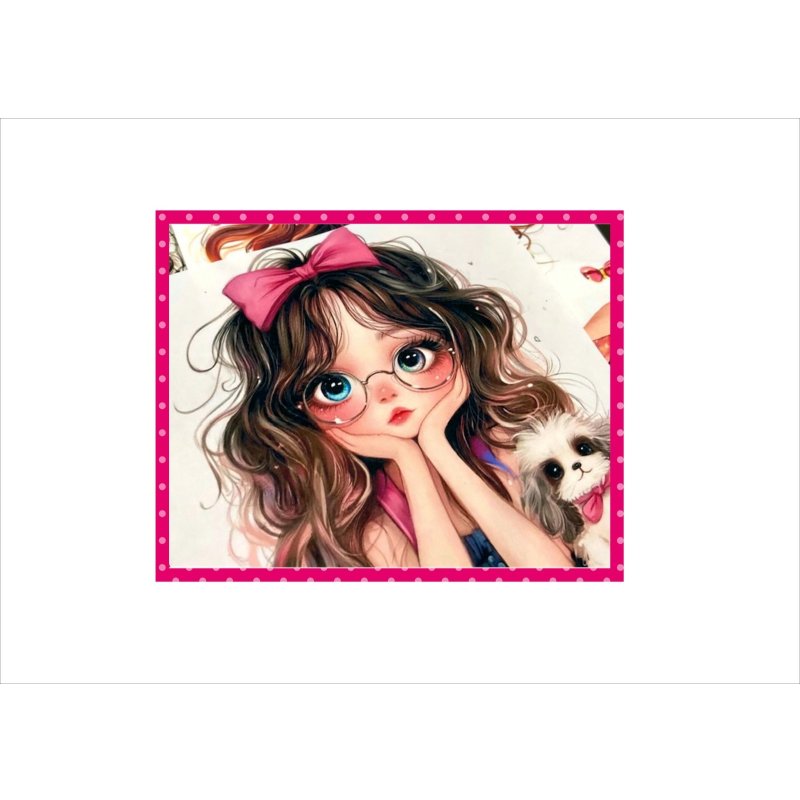 画像5: 大きなカットシール＊ピンクリボンガール＊女の子＊柄違い10枚＊オリジナル