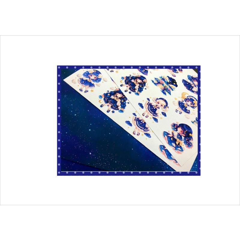 画像2: 星空の女の子＊コラージュペーパー＊両面印刷＊4枚＊オリジナル