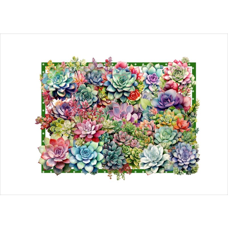 画像1: パーツ＊多肉植物＊コラージュペーパー＊柄違い＊4枚＊オリジナル