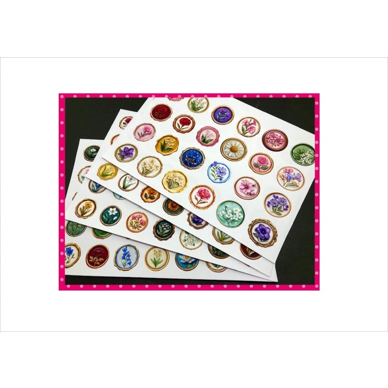 画像12: パーツ＊ワックスシール＊コラージュペーパー＊柄違い＊4枚＊オリジナル