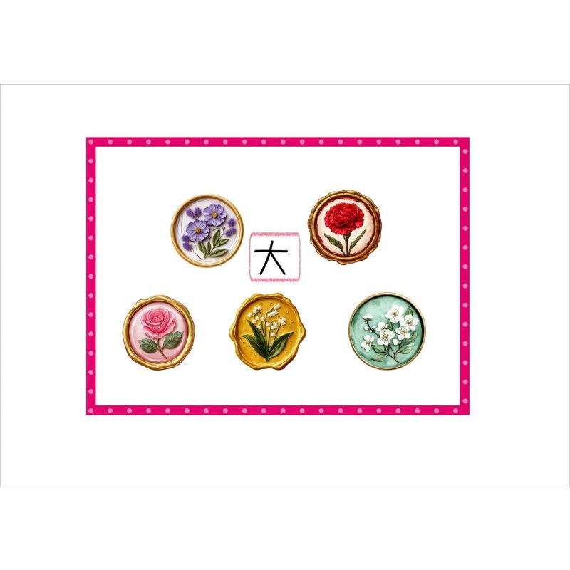 画像4: パーツ＊ワックスシール＊コラージュペーパー＊柄違い＊4枚＊オリジナル