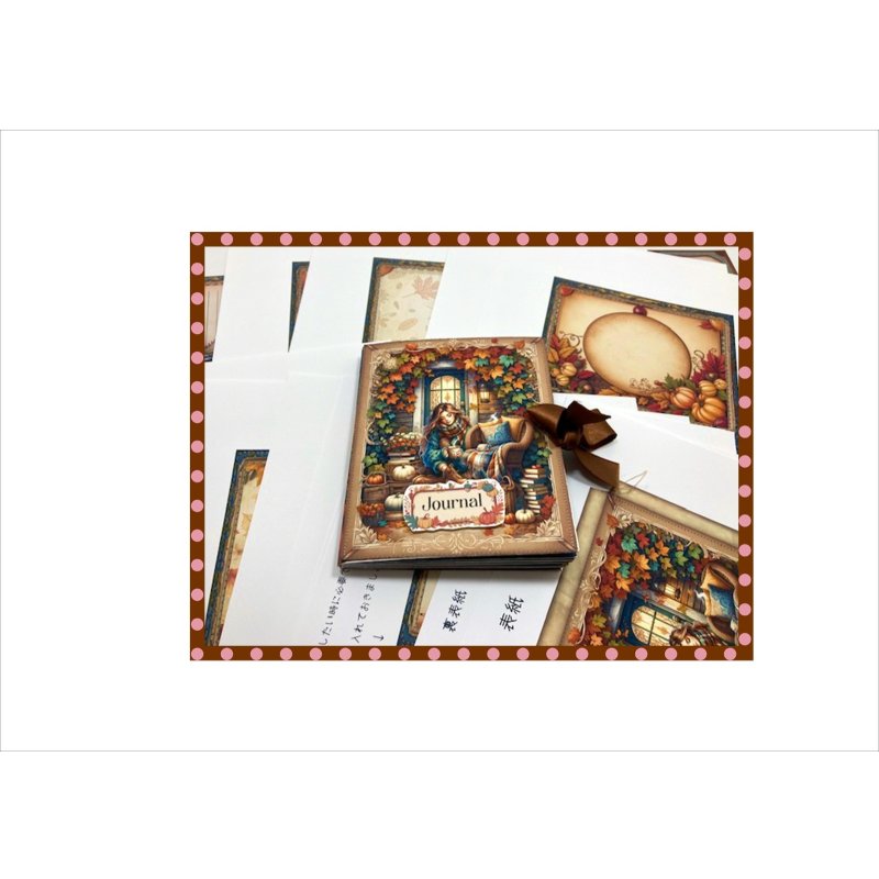 画像21: 秋のスクラップブック＊ジャンクジャーナル＊ブラッズ付き＊作り方あり♪キット＊ オリジナル