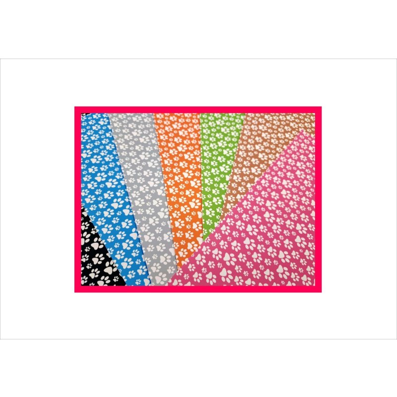 画像1: 肉球だらけ♡背景カラー*コラージュペーパー*色違い7枚セット*オリジナル