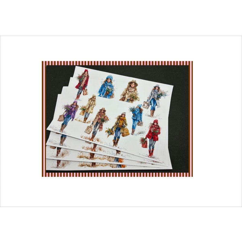 画像2: オータムレディ＊コラージュペーパー＊4枚（2柄×2枚）＊オリジナル