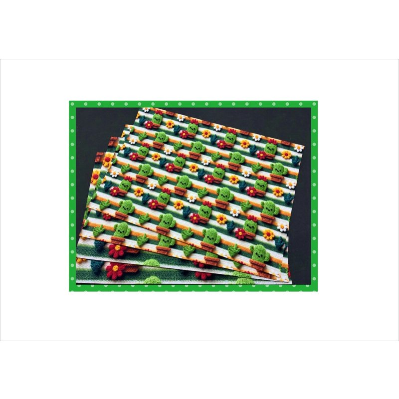 画像2: もこもこサボテン＊3D＊コラージュペーパー＊4枚（大小×2枚）＊オリジナル