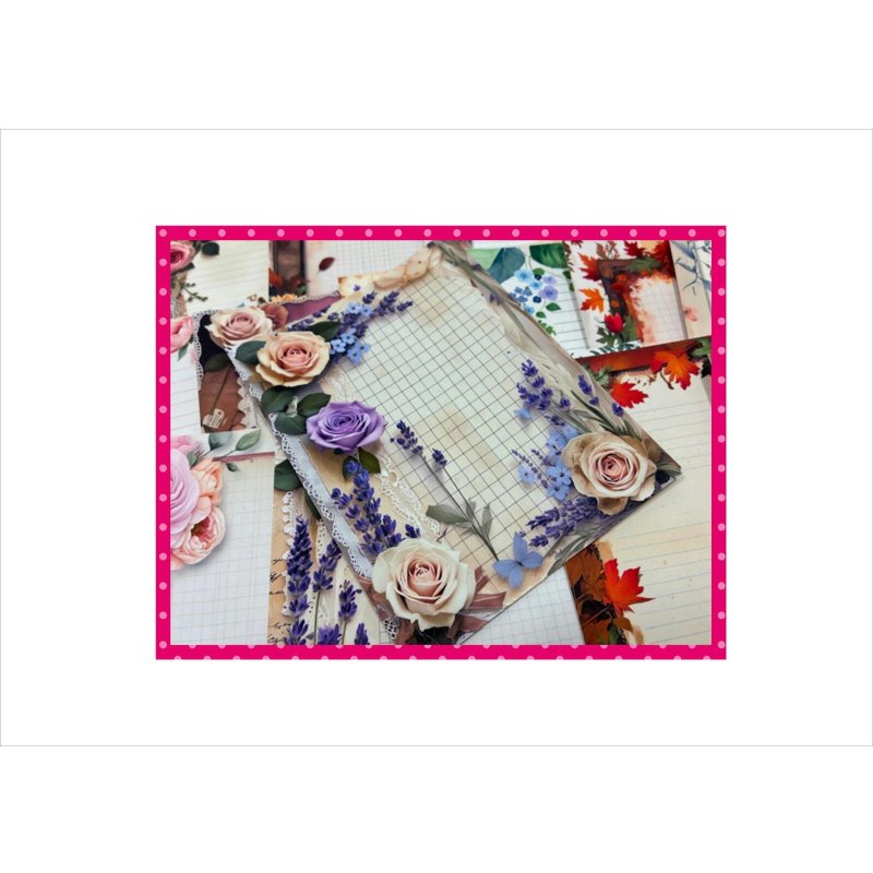 画像8: 全部柄が違うメモ帳＊フラワーレター＊48枚＊オリジナル