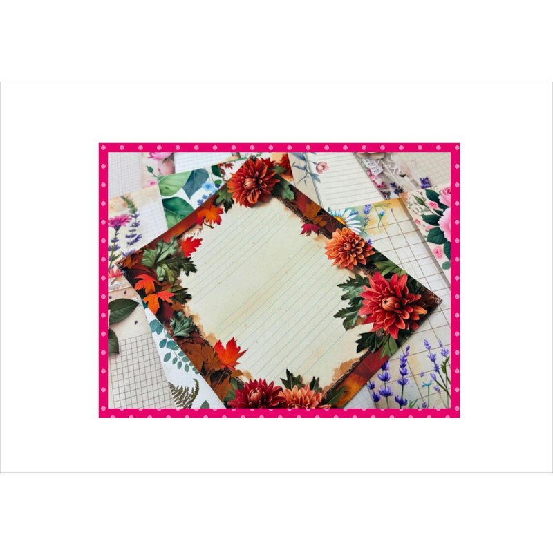 画像13: 全部柄が違うメモ帳＊フラワーレター＊48枚＊オリジナル