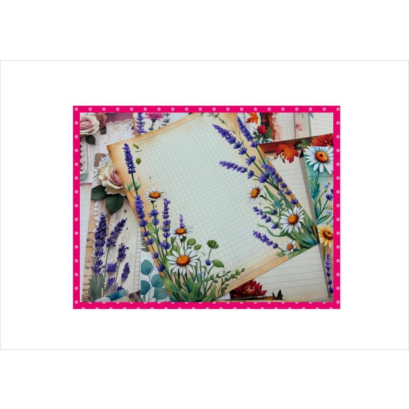 画像9: 全部柄が違うメモ帳＊フラワーレター＊48枚＊オリジナル