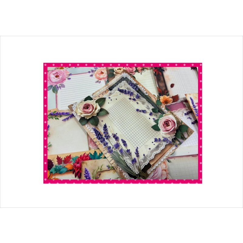 画像12: 全部柄が違うメモ帳＊フラワーレター＊48枚＊オリジナル