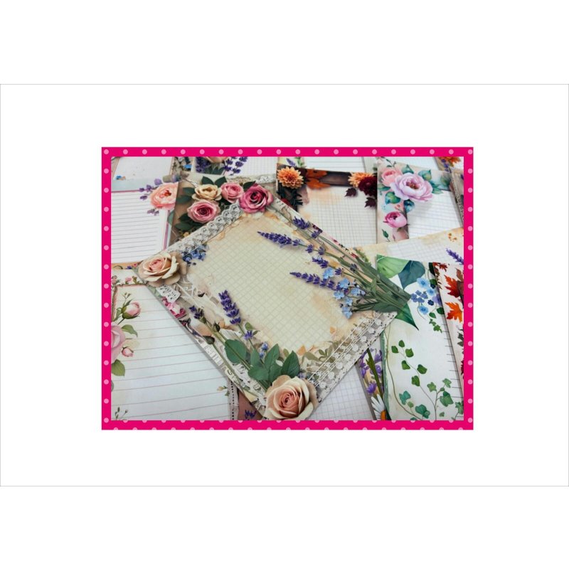 画像5: 全部柄が違うメモ帳＊フラワーレター＊48枚＊オリジナル
