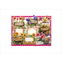 パーツ＊花看板＊ウェルカムサイン＊コラージュペーパー＊柄違い＊4枚＊オリジナル