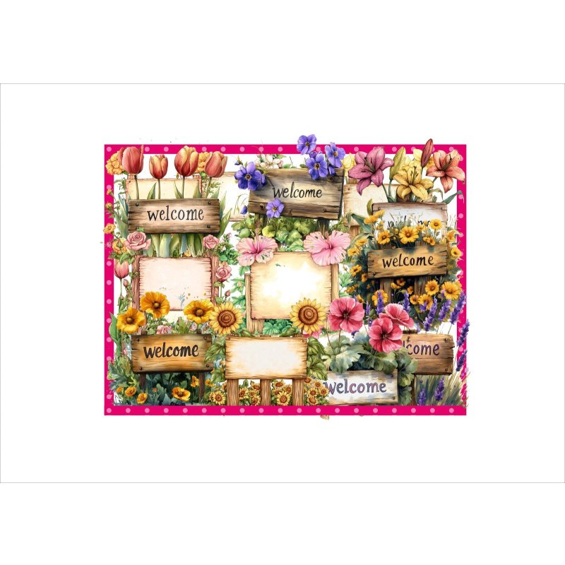 画像1: パーツ＊花看板＊ウェルカムサイン＊コラージュペーパー＊柄違い＊4枚＊オリジナル