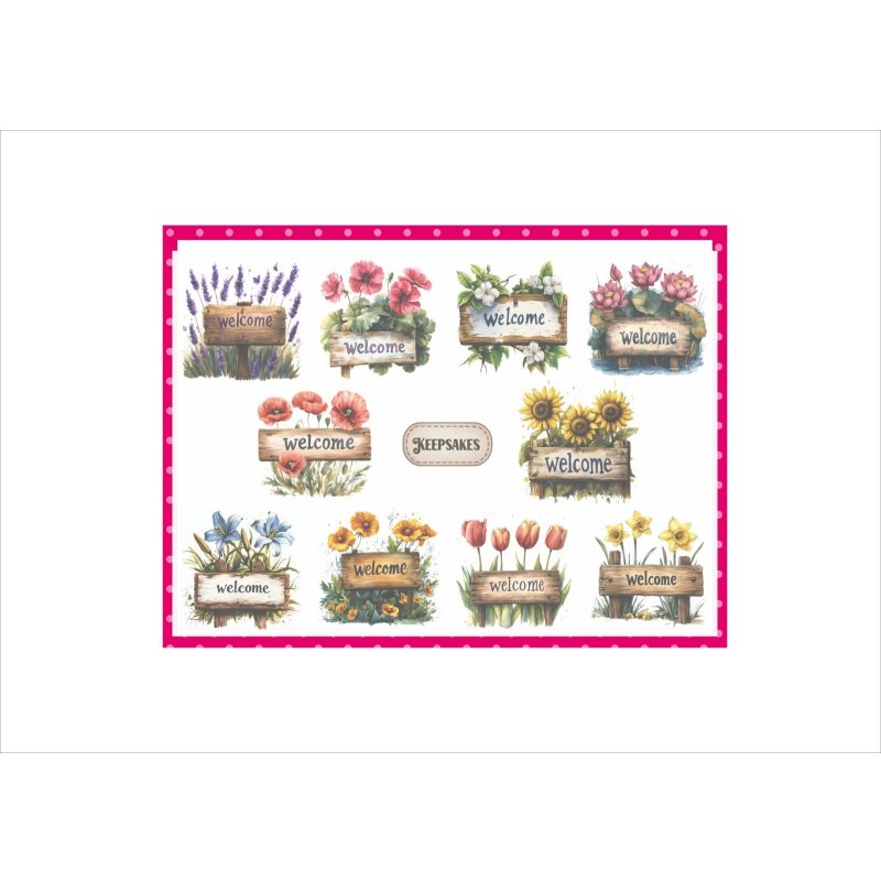 画像5: パーツ＊花看板＊ウェルカムサイン＊コラージュペーパー＊柄違い＊4枚＊オリジナル