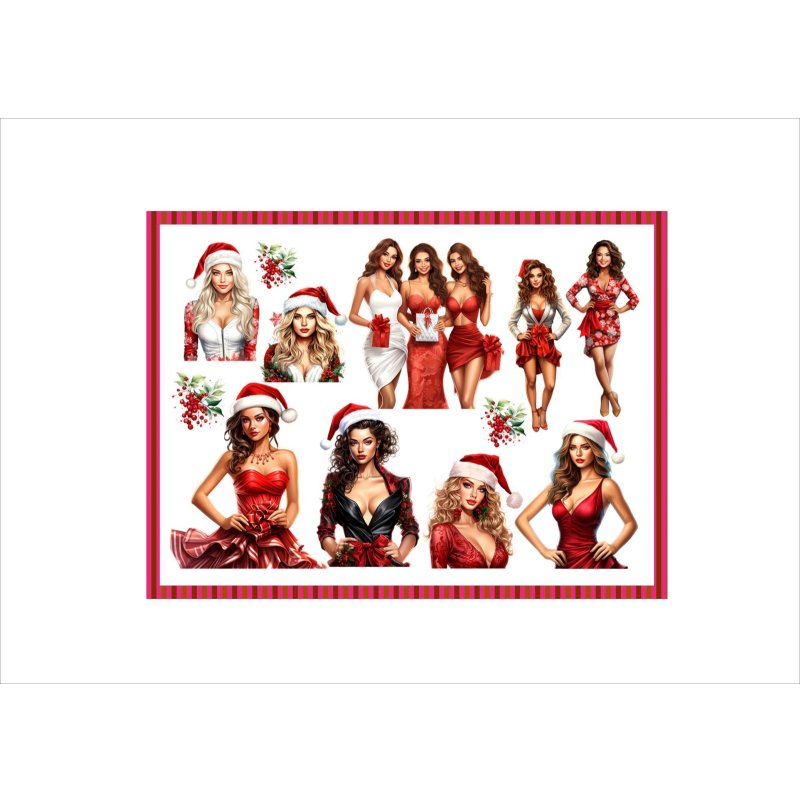 画像3: サンタレディ＊コラージュペーパー＊3種＊5枚セット＊オリジナル