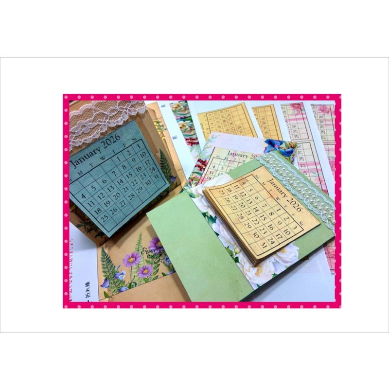画像7: 郵便で送れるカレンダーを作ろう♪＊植物＊３セット分＊ジャンクジャーナル＊キット