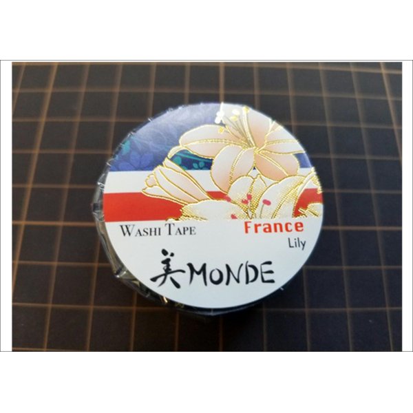 画像1: 「ユリ」　美MONDE（フランス）マスキングテープ　金箔 (1)