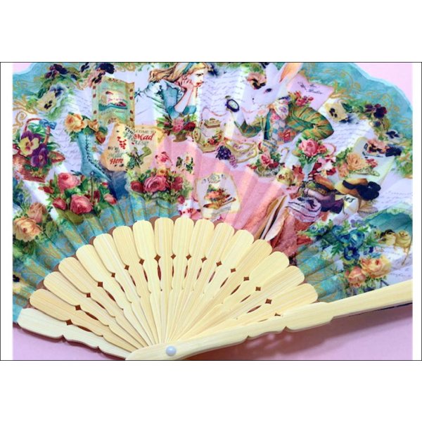 画像5: ★在庫一掃　処分品★　アリス柄　扇子　ブルー♪ (5)