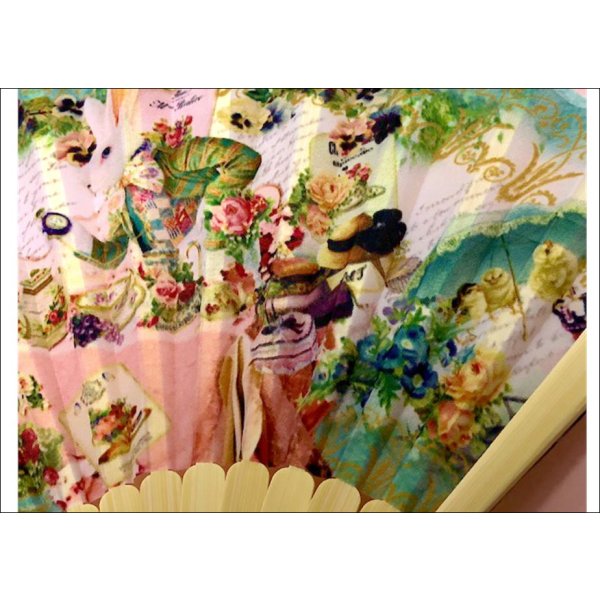 画像3: ★在庫一掃　処分品★　アリス柄　扇子　ブルー♪ (3)